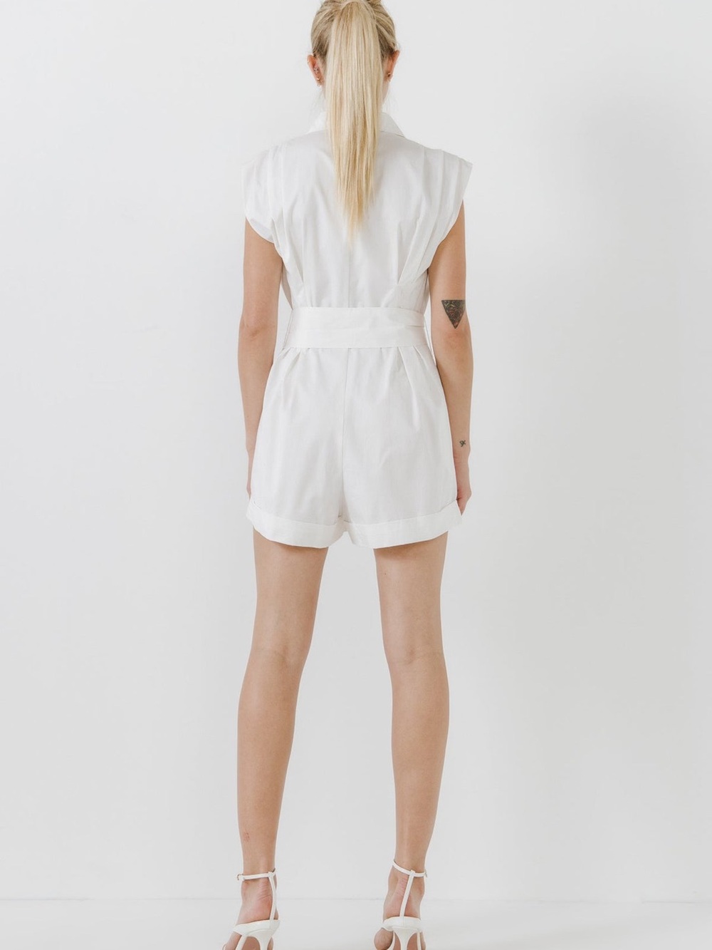 GREY LAB White Sleeveless Tie-Waist Romper - Picture 3 of 6
